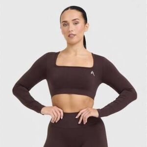 Oneractive Effortless Square Neck Crop Long Sleeve Top